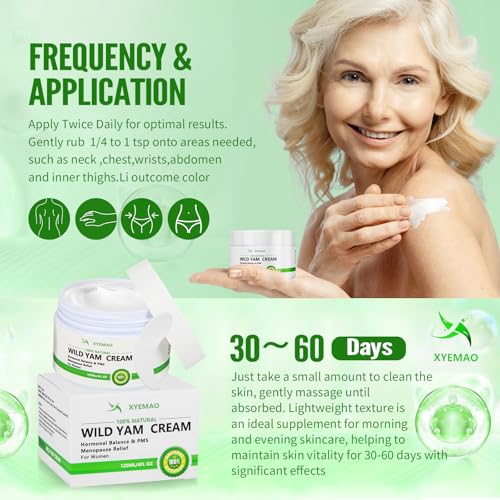 Organic Wild yam Cream for Hormone Balance - Menopause Relief Crea Promotes Relieves Menstrual Discomfort, Deeply Nourishes and Moisturizes,100% Organic Formula,120ml