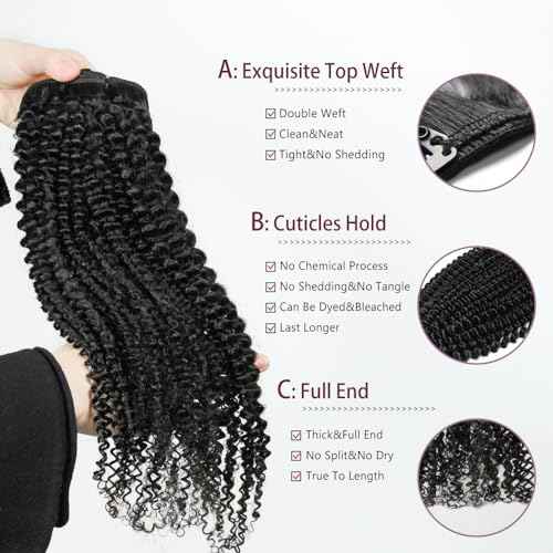 KRN Clip in, 136g 8 pcs Full And Thick Kinky Curly Hair Extensions Clip ins for Black Women 12A Natural Black Real Hair Extensions Clips in Human Hair 20 Clips Easy to Wear 22 Inch