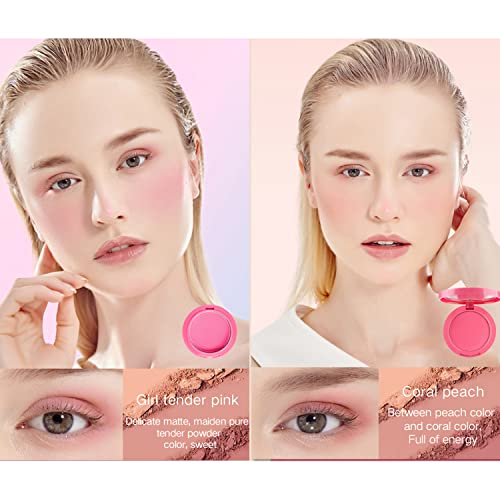 5 Colors Matte Blush Palette with Brush & Mirror