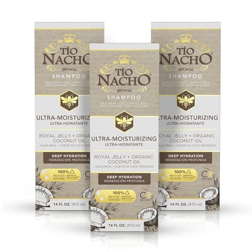 T?o Nacho Ultra-Moisturizing Frizz Control Shampoo with Organic Coconut Oil and Royal Jelly, Deep Hydration, Gentle Formula with Natural Botanical Extracts, Anti Hair Loss Shampoo, 14 fl oz- 3 Pack