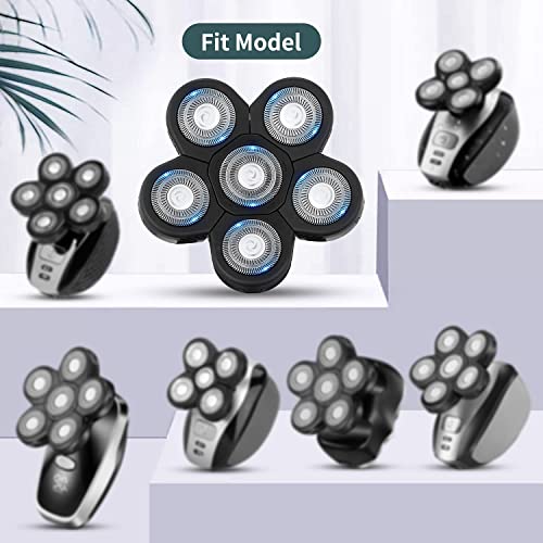 6 Blade Replacement Heads,Bald Shaver Replacement Heads Rotary Shaver for Bald Men Replacement Blade Beard Universal Fast Double Ring Hair Trimmer for 5 6 7 Head Electric Shaver