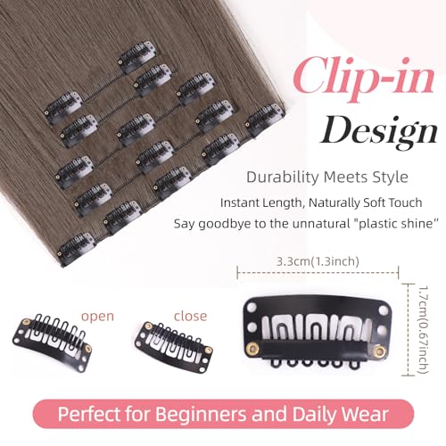 Dark Brown Clip-In Hair Extensions 26 Inch Synthetic 5Pcs