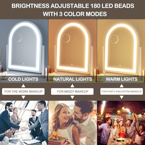Gvnkvn LED Makeup Mirror 17.2" Arched with 10X Magnification
