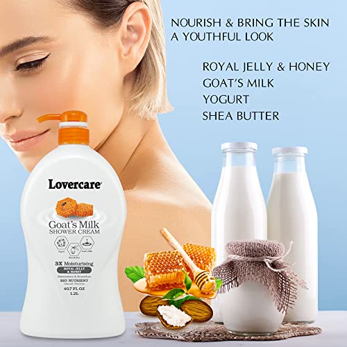 Lover's Care Goat Milk Body Lotion for Dry Skin Royal Jelly & Honey 27.05oz (800ml) - Combo Body Lotion & Body Wash…