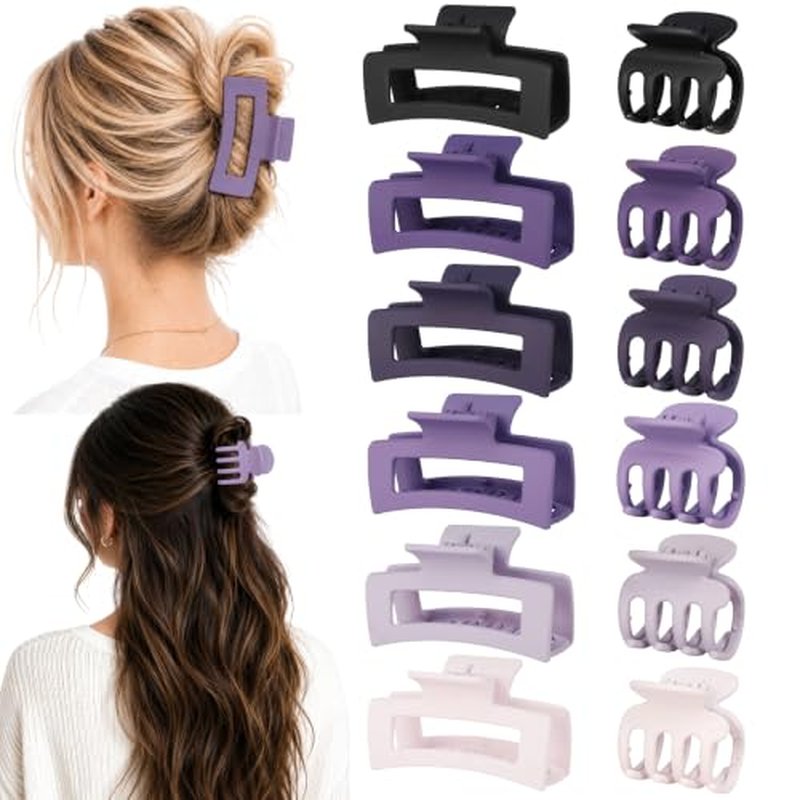 12 Pack Claw Clips for Women - Matte Finish Strong Hold