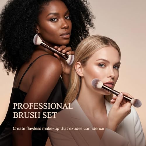 MAGEFY Double-Ended Makeup Brush Set - 4 Brushes Foundation Powder Blush