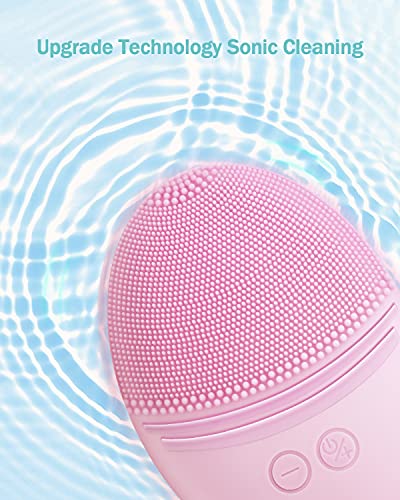 EZBASICS Sonic Silicone Facial Cleansing Brush & Face Scrubber (Pink)