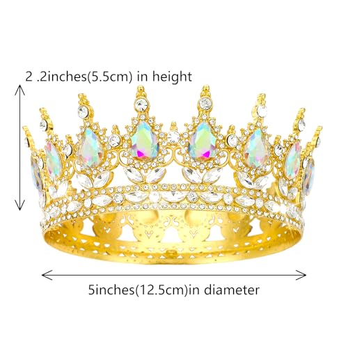 YOUlDIANZI Gold Crown-A+B Queen Rhinestone Tiara for Women Bridal & Costume Party
