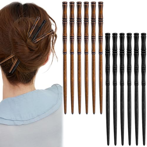 12 Pcs Vintage Wood Hair Sticks – Bamboo Chopsticks