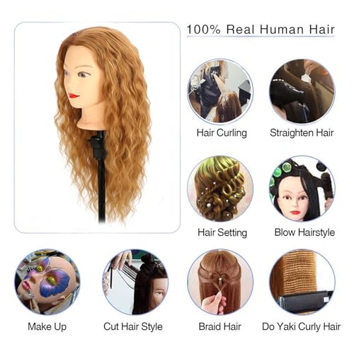 Blonde Human Hair Mannequin Head with Clamp | 20" Training