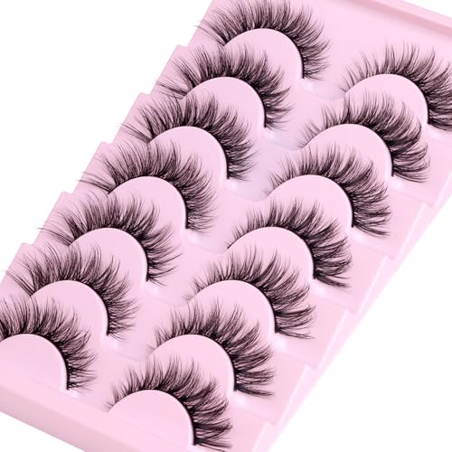 Wispy False Eyelashes Kit with Lash Glue - 7 Pairs Cat Eye