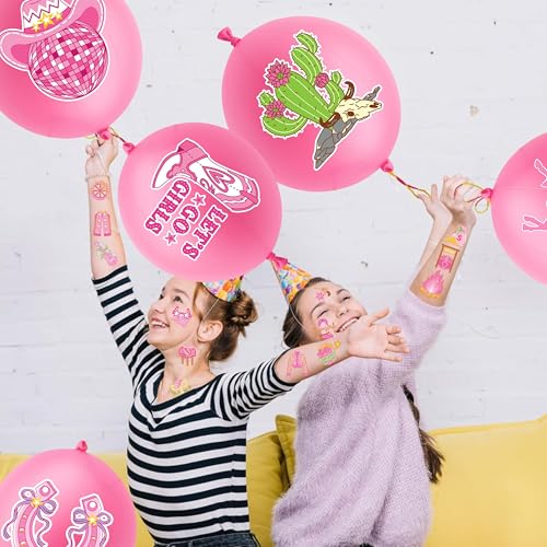 Cowgirl Party Favors Pack - 24 Pink Balloons & 48 Tattoos
