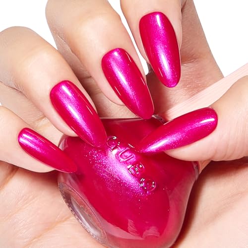 COSMOO Hot Pink Ultra Chrome Nail Polish - 12ml Quick Dry Shimmer