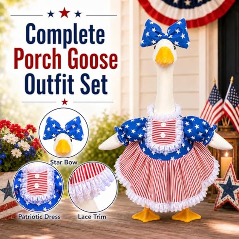 Patriotic 4th of July Porch Goose Outfit for 23 Inch Statue