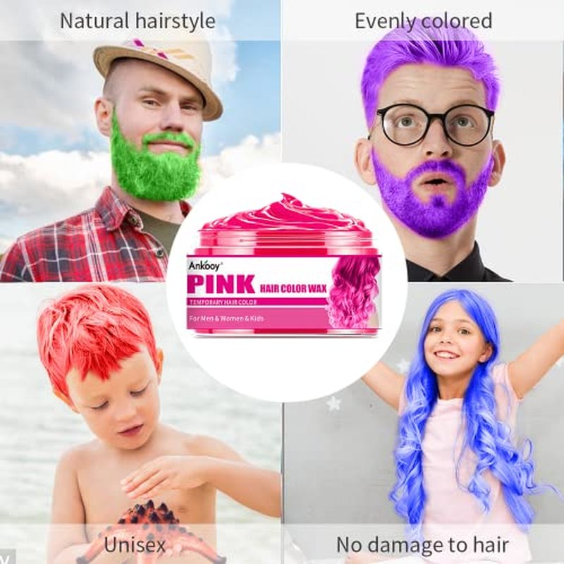6 Colors Temporary Hair Wax – Safe, Washable Hair Dye for Kids & Adults