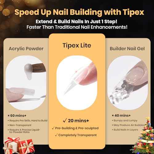 Beetles Tipex Lite Apex Nail Tips, Stiletto Medium, 256pcs 16 Sizes,Pre-Building Pre-Etched Acrylic Nail Tips for Flat Nails & Natural Nail Beds