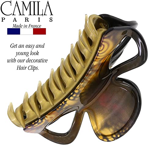 Camila Paris CP3241 French Hair Clip for Women, Black and Gold, Girls Hair Claw Clips Jaw Fashion Durable and Styling Hair Accessories for Women, Strong Hold No Slip Grip, Made in France