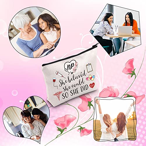 TSOTMO Nurse Practitioner Gift She Believed She Could So She Did 2022 Nurse Graduation Gift Makeup Bag (She Believed NP)