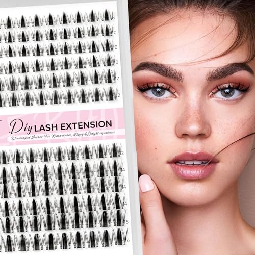 Manga Eyelash Clusters 144pcs D-Curl 8-16mm DIY