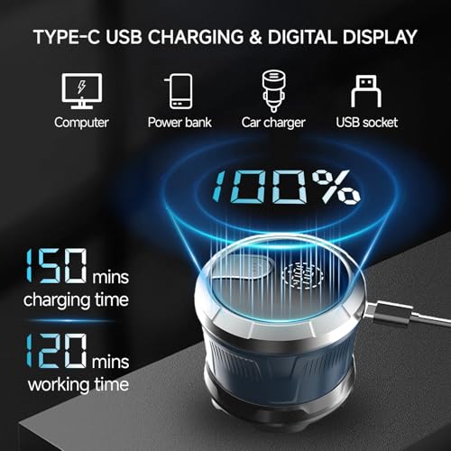 Electric Head Shaver for Bald Men, 6D Flexible Head Shavers, Magnetic Detachable Blade, Bald Razor, Wet & Dry Waterproof Skull Shaver, Cordless USB-C Rechargeable Electric Razor for Men