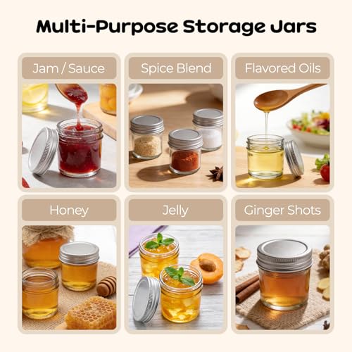 6 Pack 2oz Mini Mason Jars with Airtight Lids