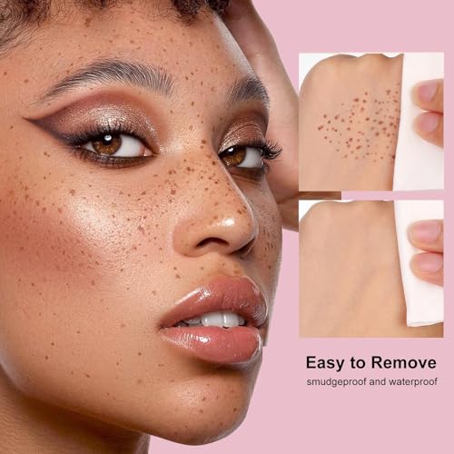 4 Optional Freckle Looks Stamp, Natural Fake Freckles, Waterproof Sweatproof Non-Fading Makeup Tool (04# Espresso)