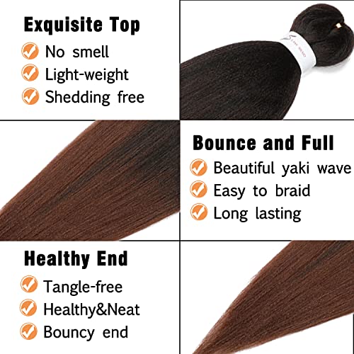 Braiding Hair Pre Stretched 24 Inch 8 Packs Ombre Professional Soft Yaki Texture, Itch Free, Hot Water Setting Extensions for Braids (24in,1B/30)