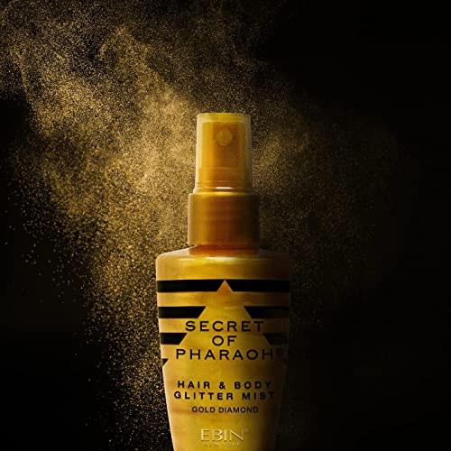 EBIN NEW YORK Egyptian Diamond Hair, Face & Body Glitter Mist - Gold 2.37oz | Quick-Drying, Long-Lasting Shiny Spray for Clothes, Rave, Festival, Travel Essentials | TikTok Trend Items