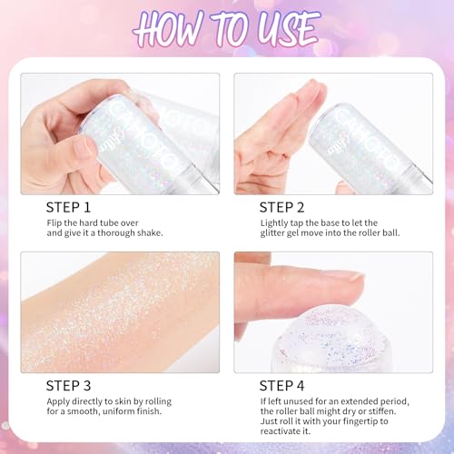 Pastel Glitter Gel Roll-On for Face, Body & Hair - 1.35oz