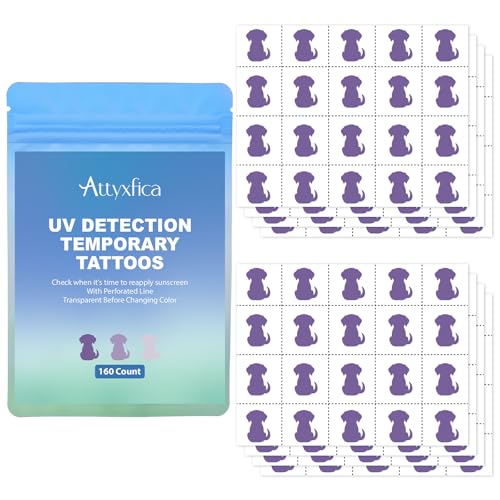 160 UV Detection Temporary Tattoos - Sun Protection Reminder Stickers