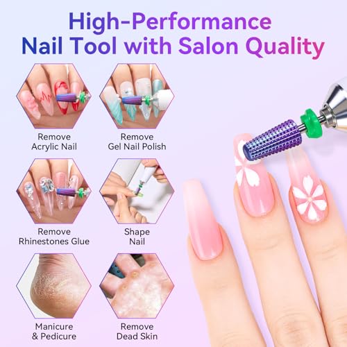 5-in-1 Nail Drill Bit - Tungsten Carbide for Acrylic & Gel Removal