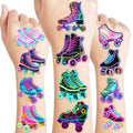 8 Sheets (96PCS) Neon Roller Skate Temporary Tattoos 80s 90s Theme Birthday Party Decorations Supplies Favors Stickers for Kids Girls Boys Gifts Classroom School Prizes Rewards