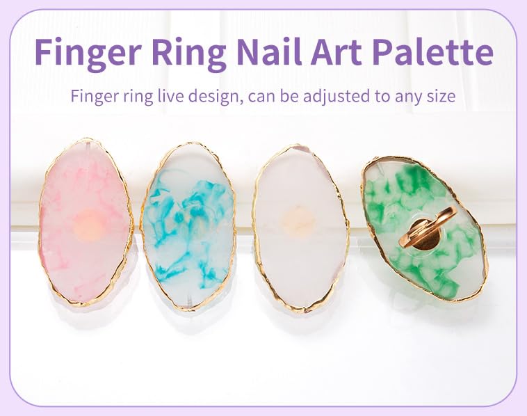 Adjustable Mini Manicure Ring Palette - 6 Pc Nail Art Set