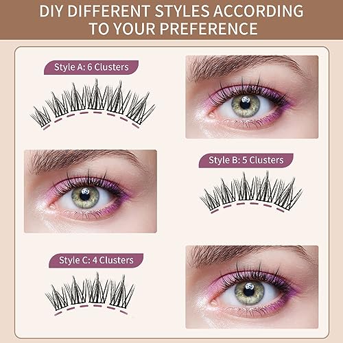SIMER Cluster Lashes - 60 Pcs Wispy D Curl Individual Eyelash Extensions 9-12mm