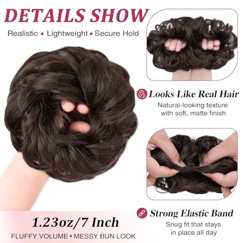 Messy Bun Hair Piece Scrunchie - Dark Brown Synthetic Hair Extension