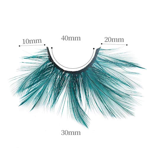 Halloween eyelashes Double Lip Black with Green Big Extra Long Feather eyelashes Extra extension Halloween Green Feather Tip False Eyelashes Dance Halloween Costume