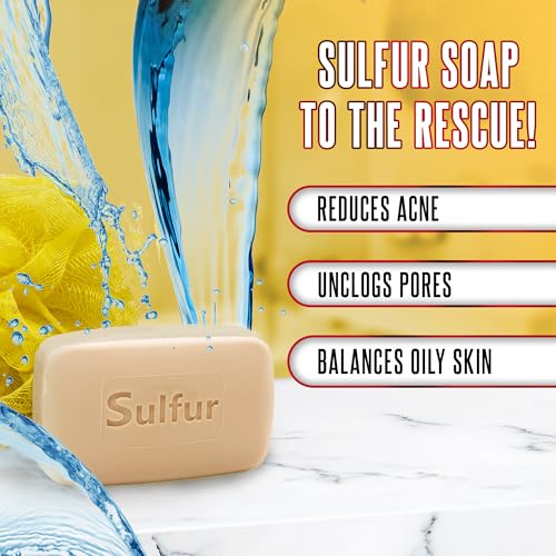 Biosulfur Grisi Acne Treatment Soap: Deep Cleansing, Acne-Fighting, Reduces Inflammation, Prevents Breakouts, Blackheads, Excess Oil, Sulfur Soap Bar, 4.4 oz, 3-Pack