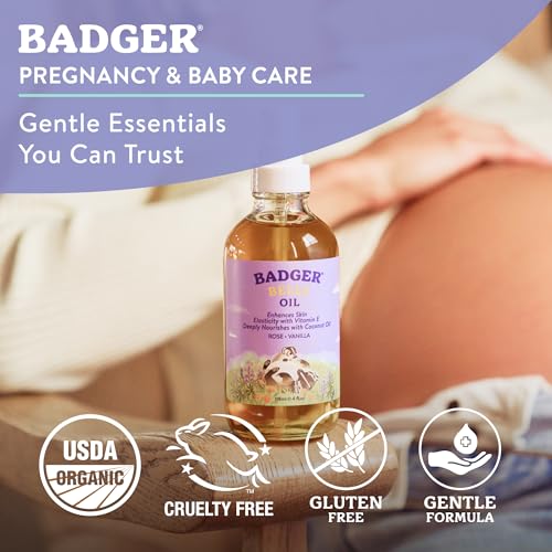 Badger Organic Pregnant Belly Oil - 4 oz Jojoba & Coconut