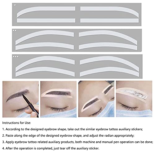 6 Pairs Eyebrow Tattoo Stickers, Microblading Stencil Template Guide