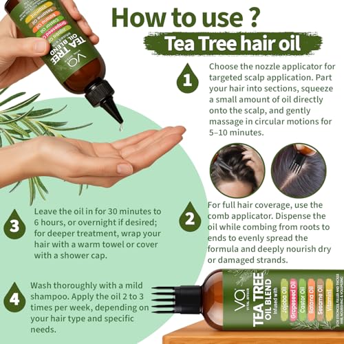 Tea Tree Oil for Hair & Scalp - Dandruff Treatment 6 fl oz