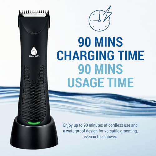 Pursonic Mario Lopez Wireless Beard Trimmer for Men, Body Hair Trimmer & Shaver with LED Light ? Beard Shaver for Men MLTCA40 Precision Grooming, Black