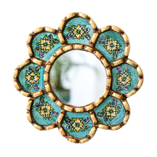 Peruvian Turquoise Circle Mirror on The Wall Decor Art | Decorative Wall Hanging Round rmirror for Home,Farmhouse | Wedding Gift for her, Women