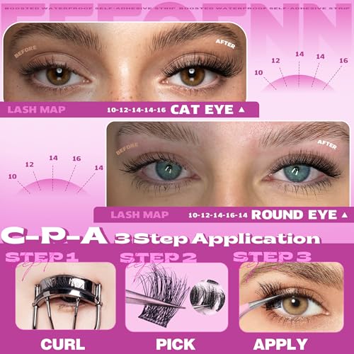 Self Adhesive Lash Clusters - Fluffy Glueless Extensions 10-16mm