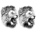 2 Sheets Realistic Animal Large Temporary Tattoos Stickers Sketch Lifelike Lion Roar Designs For Men Waterproof Arm Leg Fake Body Art, Gym & Parties Bold Masculine Decals