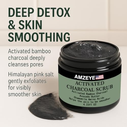 Charcoal Detox Scrub - Purify and Revitalize Your Skin with Activated Bamboo Charcoal, Avocado Butter, and Collagen for a Radiant Glow