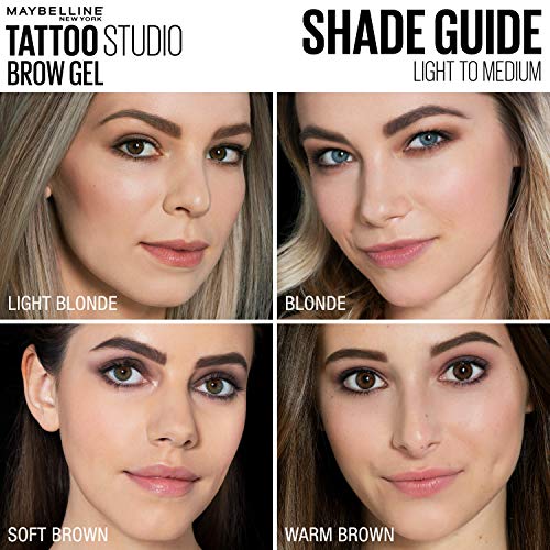 Maybelline TattooStudio Longwear Waterproof Eyebrow Gel Makeup for Fully Defined Brows, Spoolie Applicator Included, Lasts Up To 2 Days, Black Brown, 0.23 Fl Oz (Pack of 1)