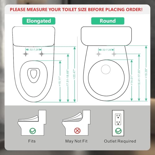WONDERSKY Round Heated Bidet Toilet Seat with Dryer & Nozzle