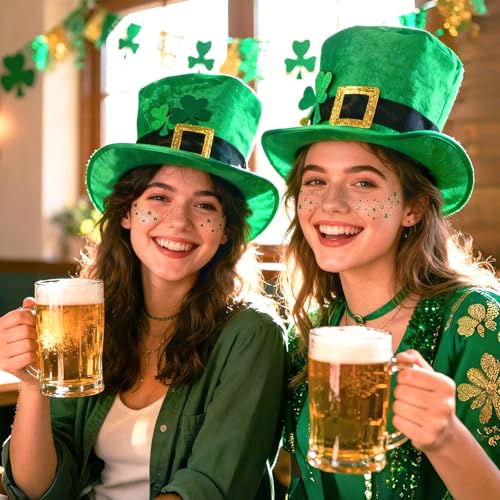 St Patrick's Day Face Tattoos - 12 Sheets Green Glitter Freckles