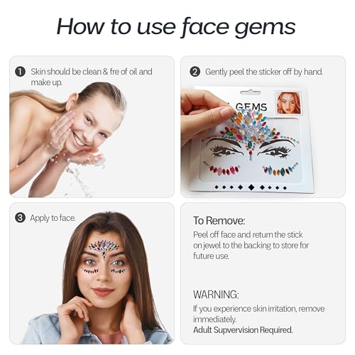 Christmas Temporary Tattoos for Kids with Face Gems & Glitter