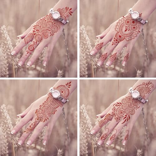 Henna Tattoo Stencil Kit - 9 Reusable PVC Templates